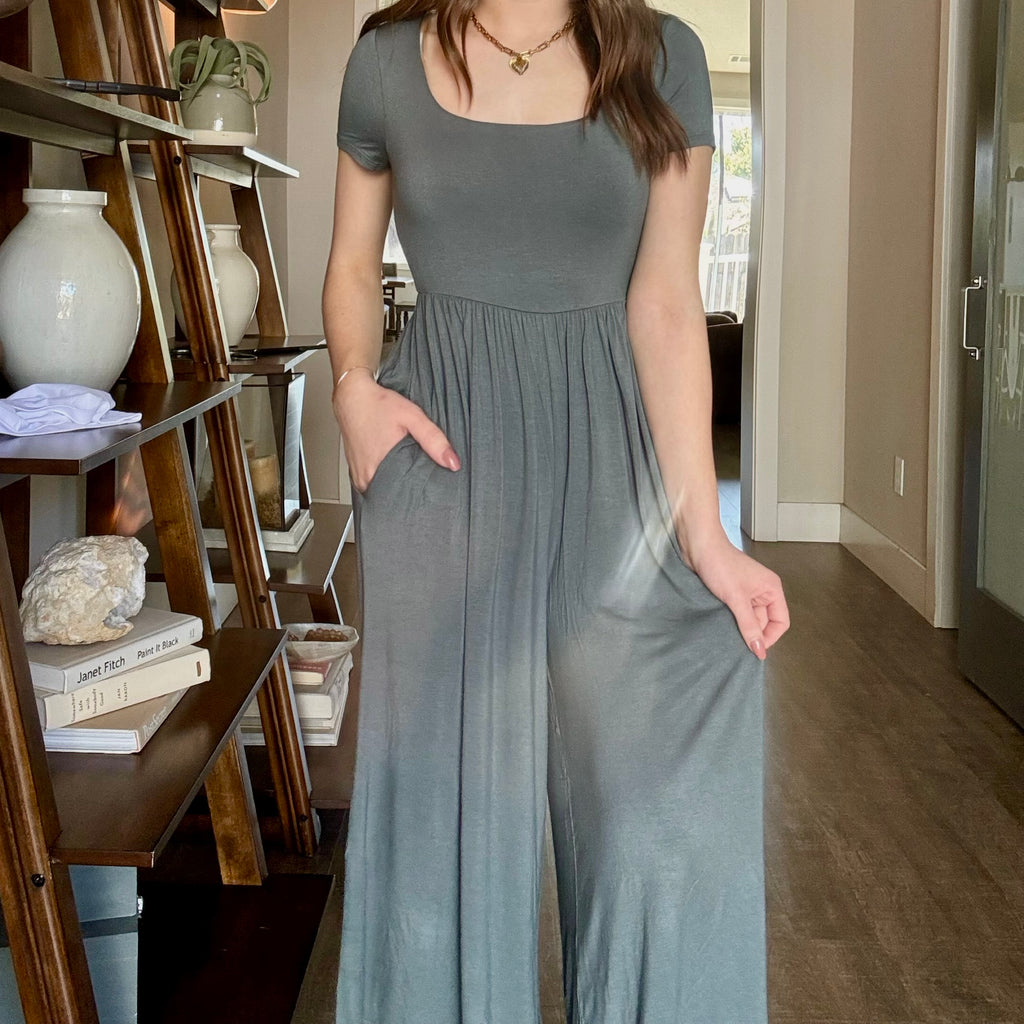 Best Catch Square Neck Jumpsuit Ash Jade