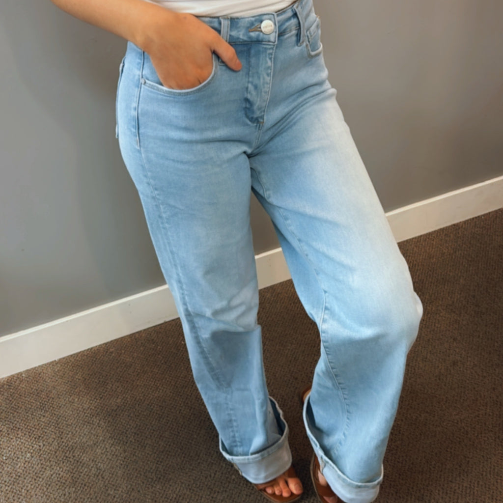 Risen Tummy Control High Rise Cuffed Denim