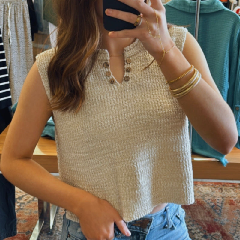 Places To Be Slit Neck Sweater Vest