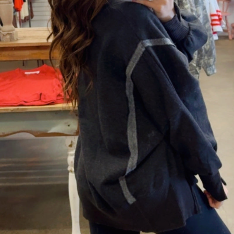 Acid Wash Hi-Low Sweatshirt Black