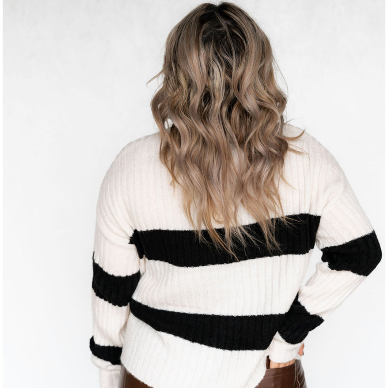 Talk About It Long Sleeve Stripped Sweater