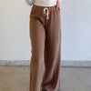 Hazel Waffle Knit Drawstring Waistband Bottoms Mocha