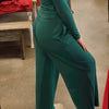 Scuba Drawstring Wide Leg Pants Green