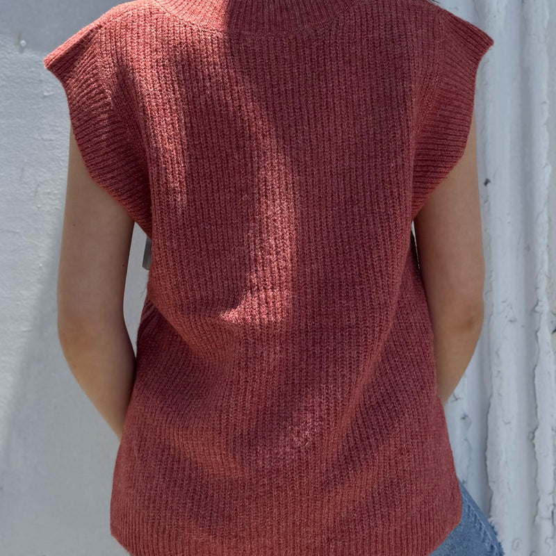Our Time Sweater Vest With Side Slits Rust