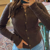 Quinn Lightweight Button Front Sweater Mocha