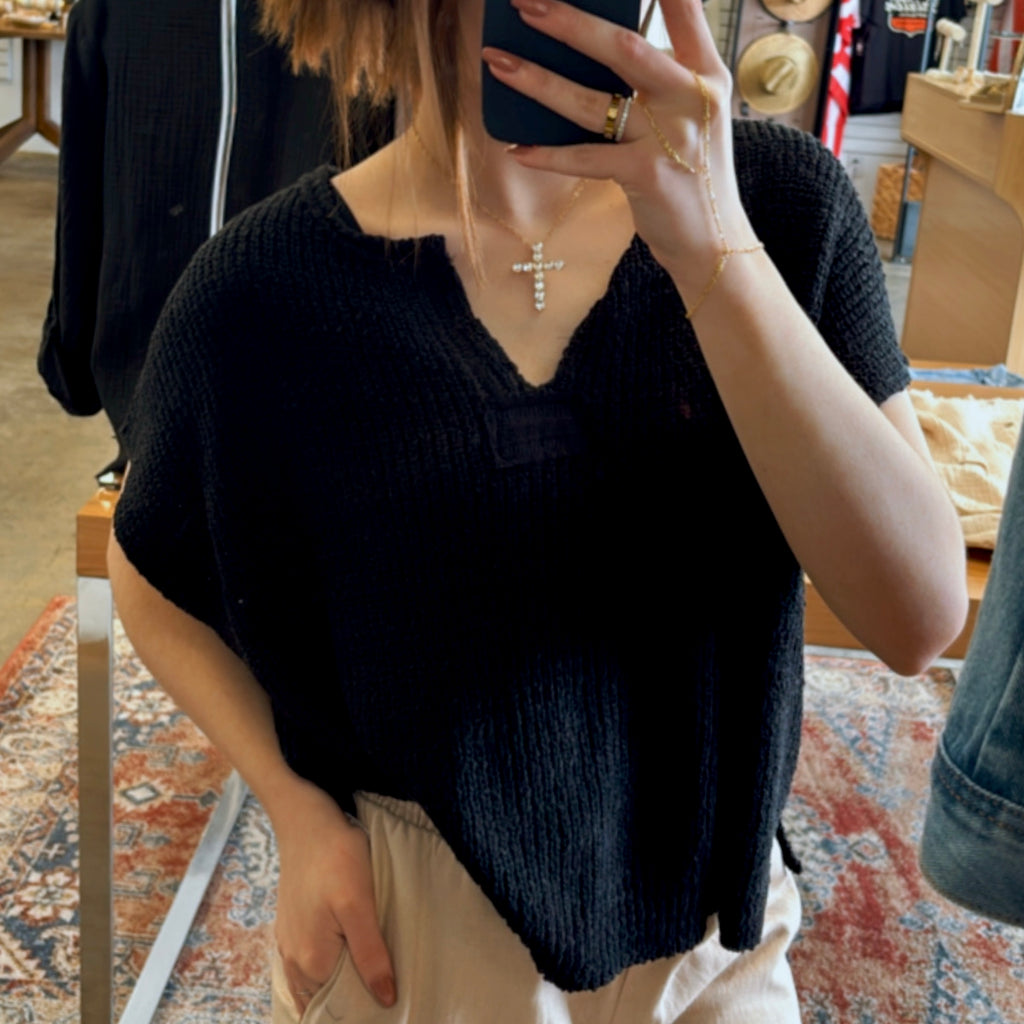 Interested In You Sweater Top Black