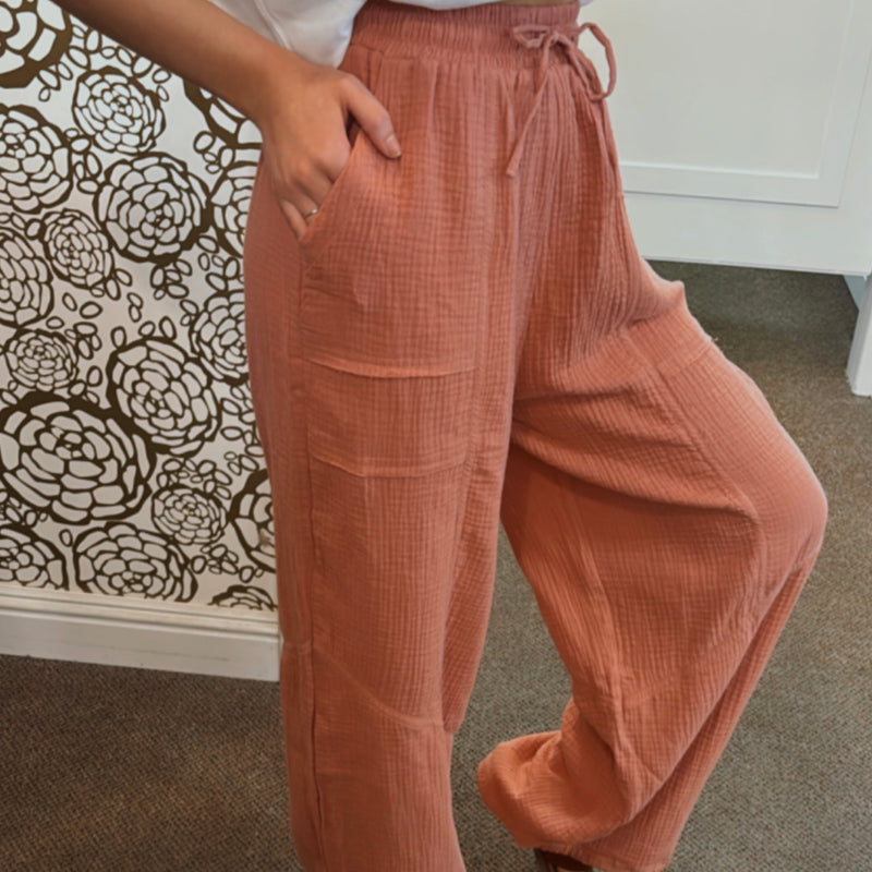 Coast Line Wide Leg Gauze Pants