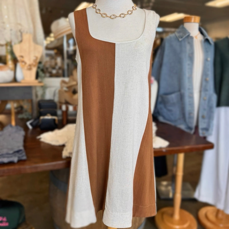 Sunrise Wide Stipe Linen Mini Dress