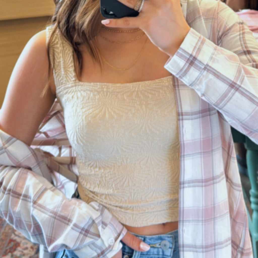 Dream Girl Two Floral Top Cream