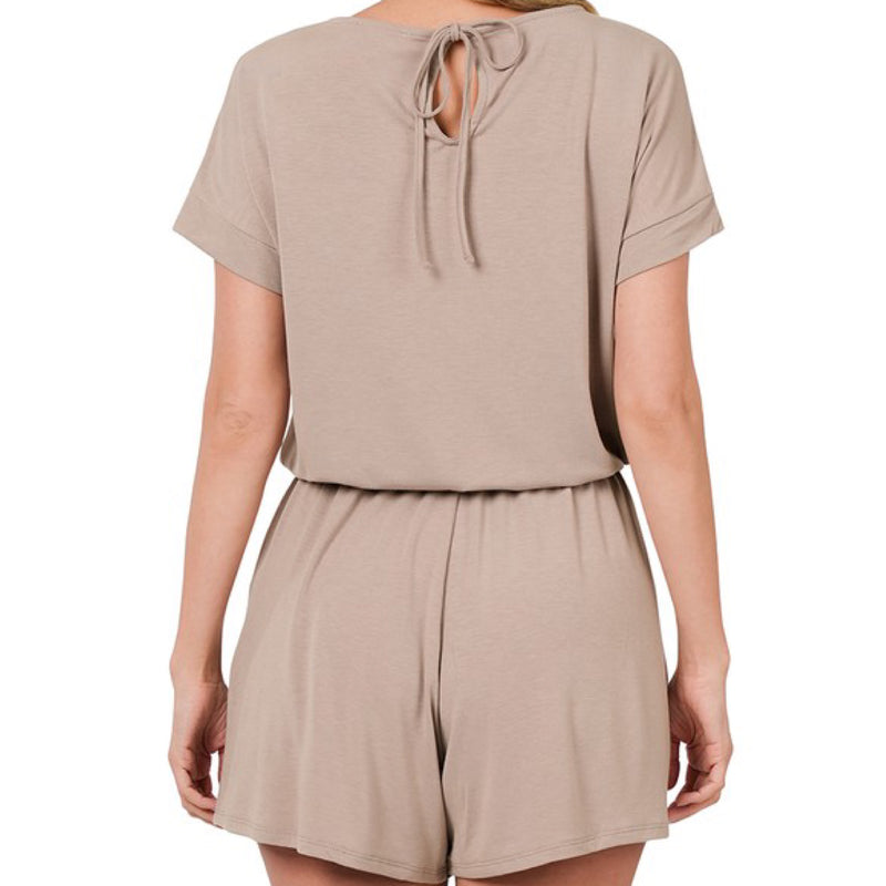 Let’s Chill Short Sleeve Romper Mocha