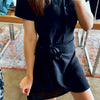 Off To Brunch Linen Side Tie Mini Dress