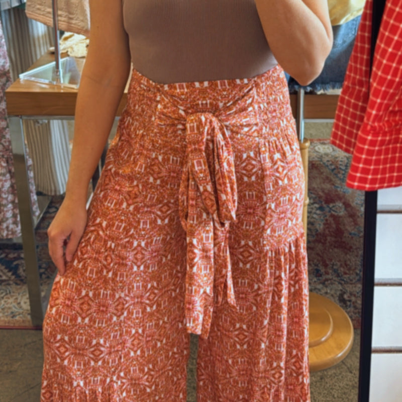 Get Up An Go Boho Wide Leg Printed Pants