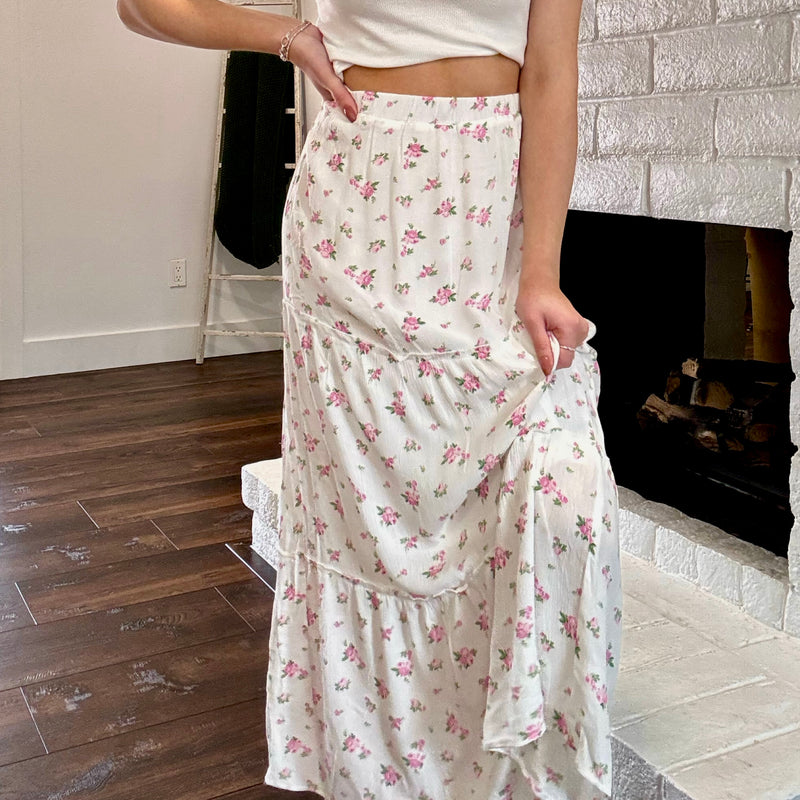Dreamy Days Floral Print Maxi Skirt