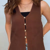 Payton Button Up Sweater Vest Brown