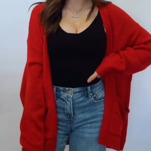 Kinzy Oversized Open Front Cardigans With Pockets