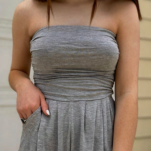 Cali Solid Tube Top Romper Heather Gray