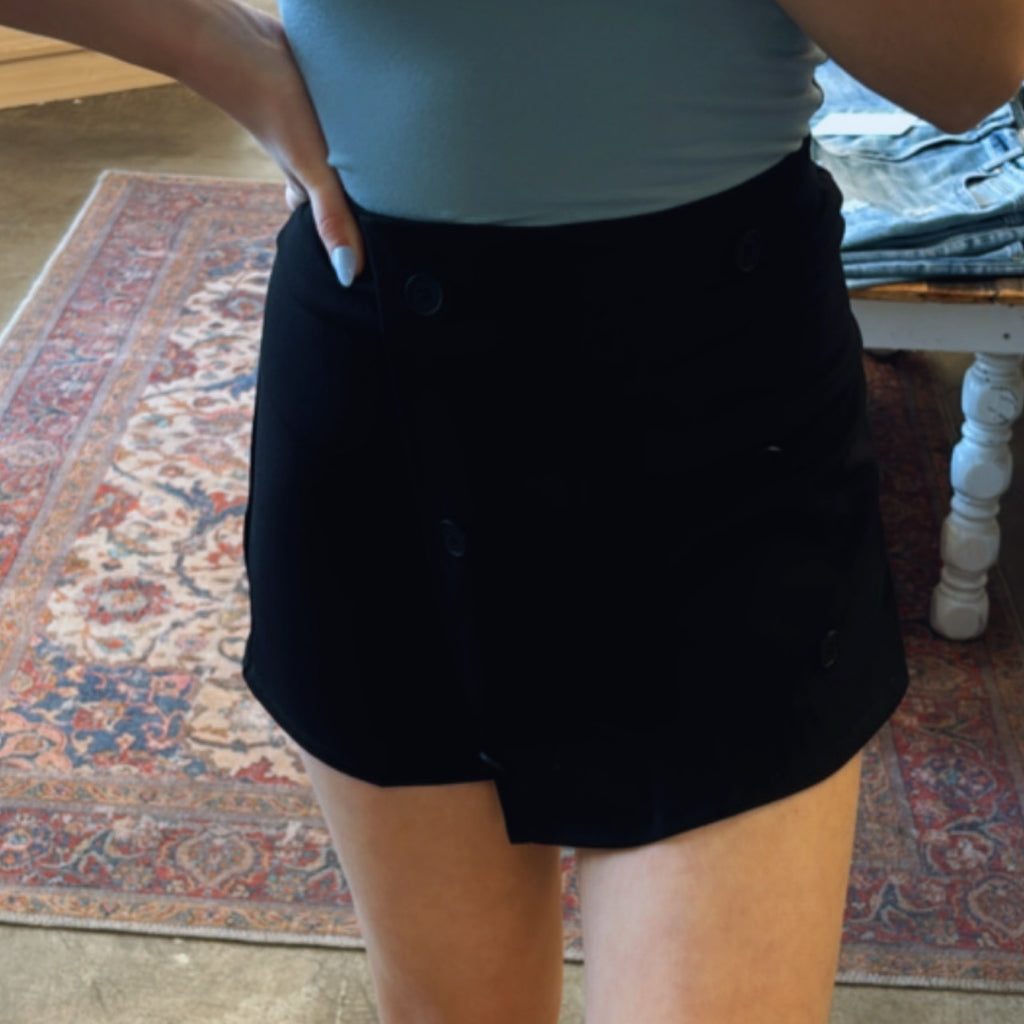 Tinley Button Front Skort Black