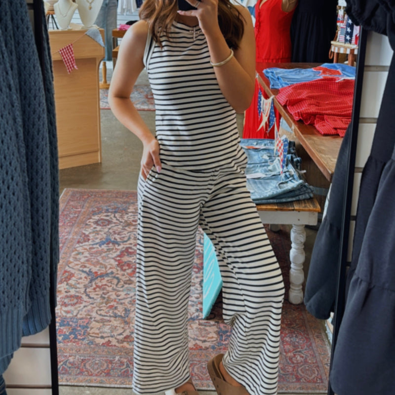 Bayside Striped Set Black