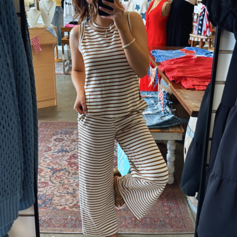 Bayside Striped Set Brown