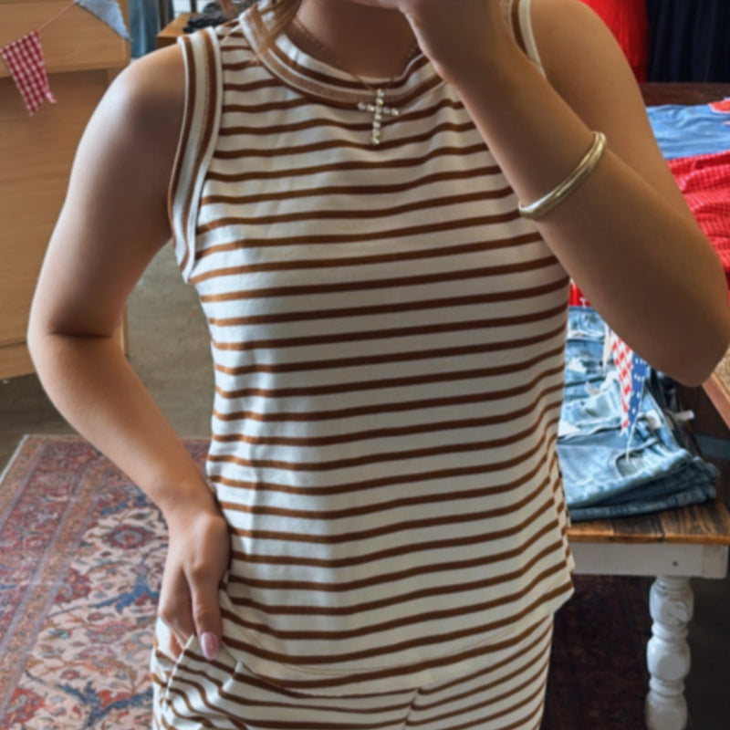 Bayside Striped Set Brown