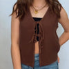 Special Day Tie Front Sweater Vest Brown