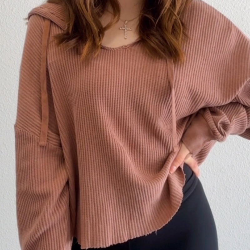 Laken Waffle Knit Hooded Top