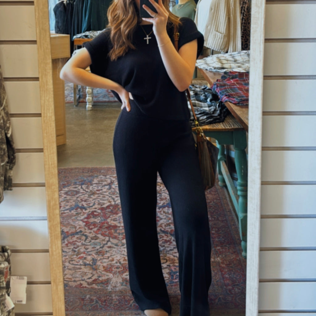 Quinny Ribbed Bottoms And Top Set