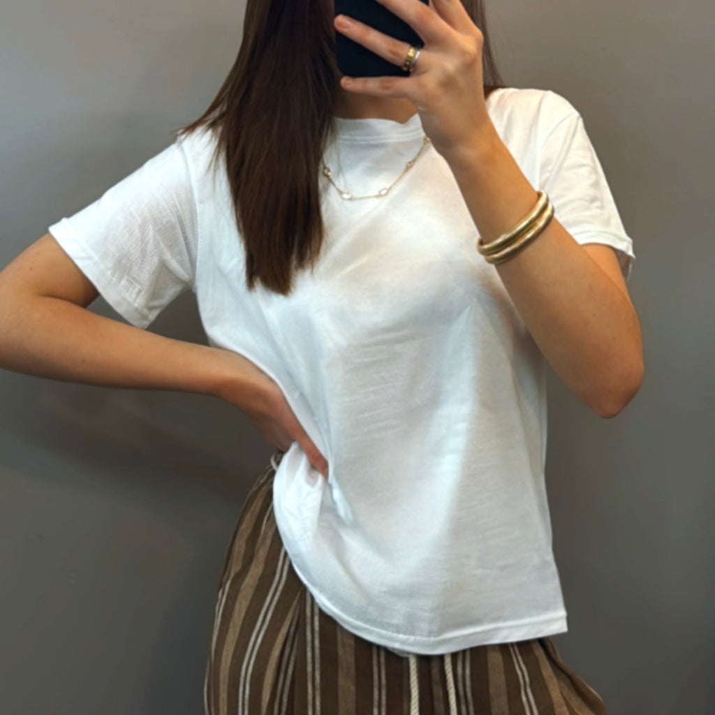 Lexi Short Sleeve Round Neck Tee White