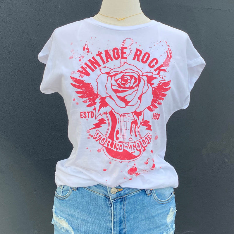 Rock And Roll Rose Graphic Print Tee