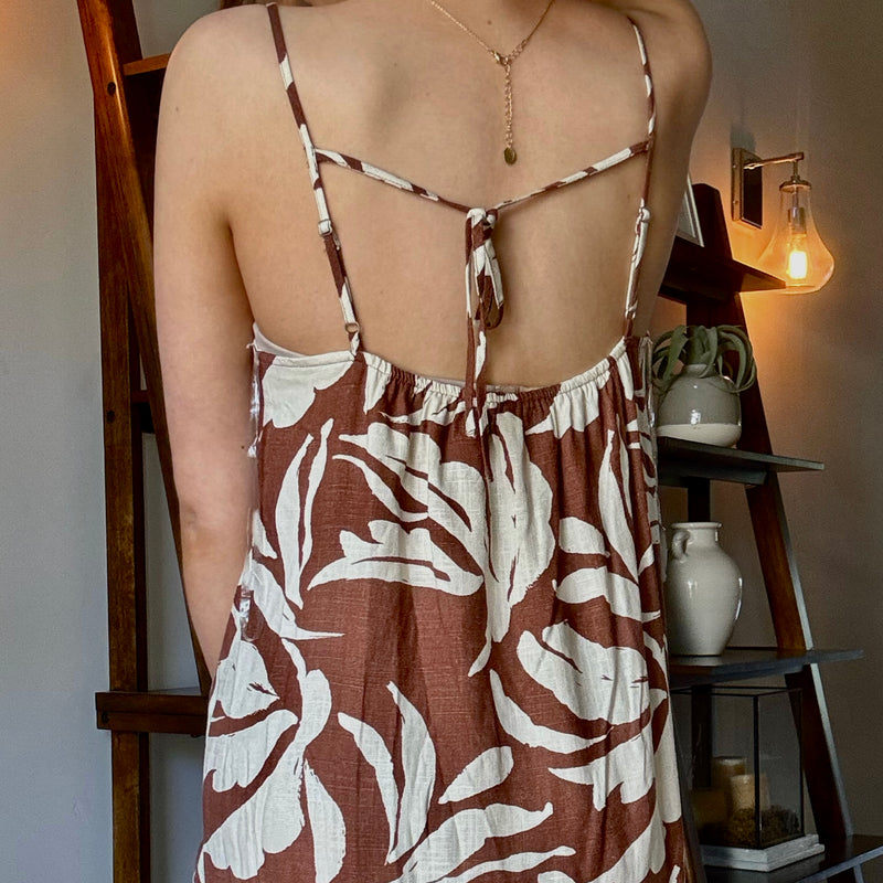 Natural Beauty Tropical Print Tie Back Dress Coco And White