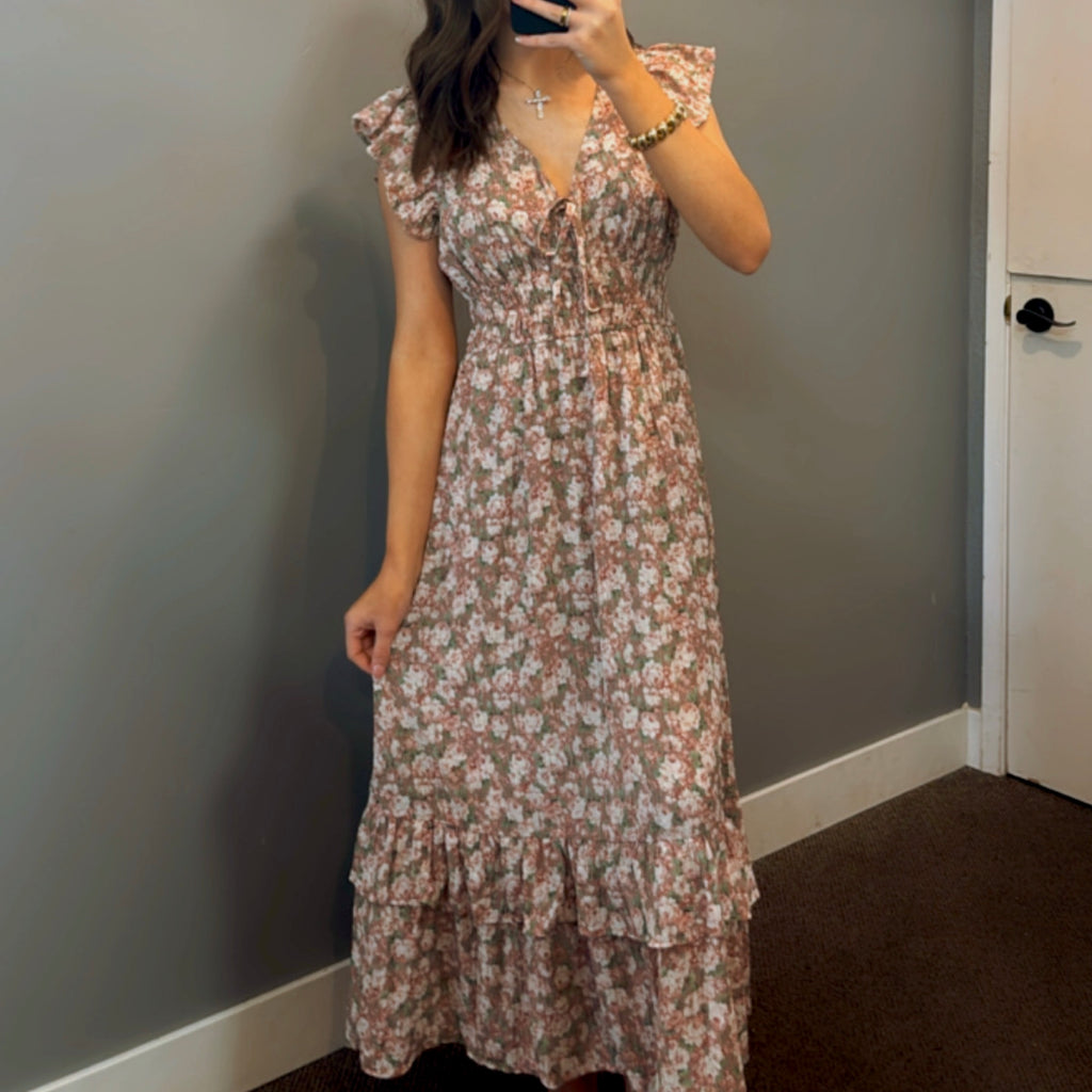 Emilia Chiffon Floral Detailed Dress Mauve
