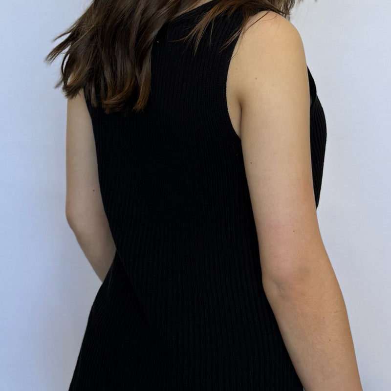 Payton Button Up Sweater Vest Black