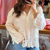 What You Get Long Sleeve Crochet Detailed Top