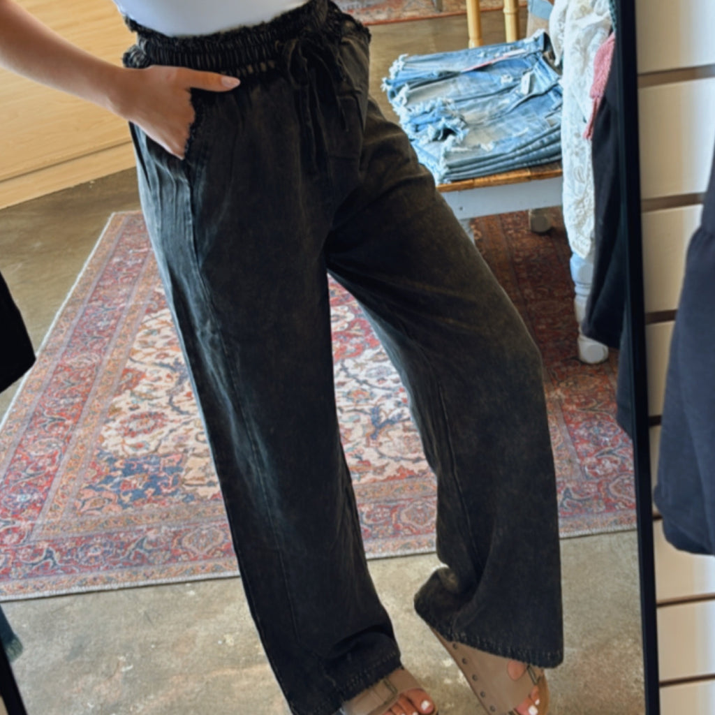 Braxton Acid Washed Tencel Wide Leg Pants
