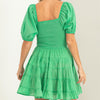 Daily Dream Smocked Tiered Mini Dress Green
