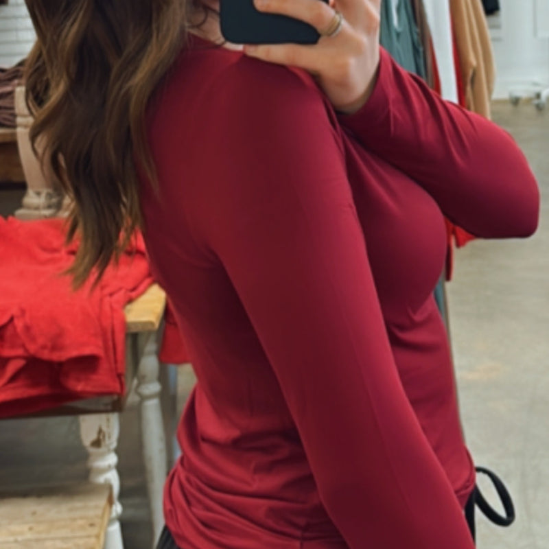Butter Soft Long Sleeve Top Burgundy