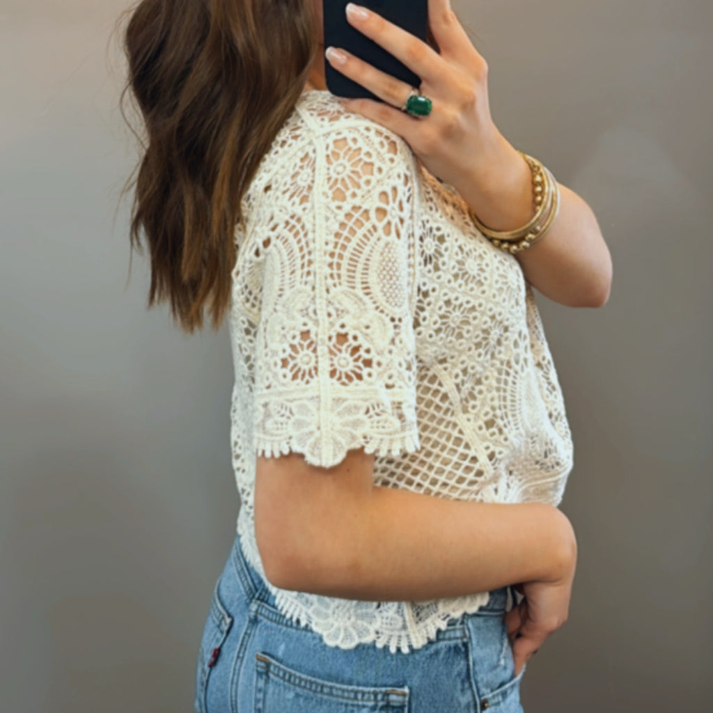 Summer Lights Short Sleeve Crochet Top