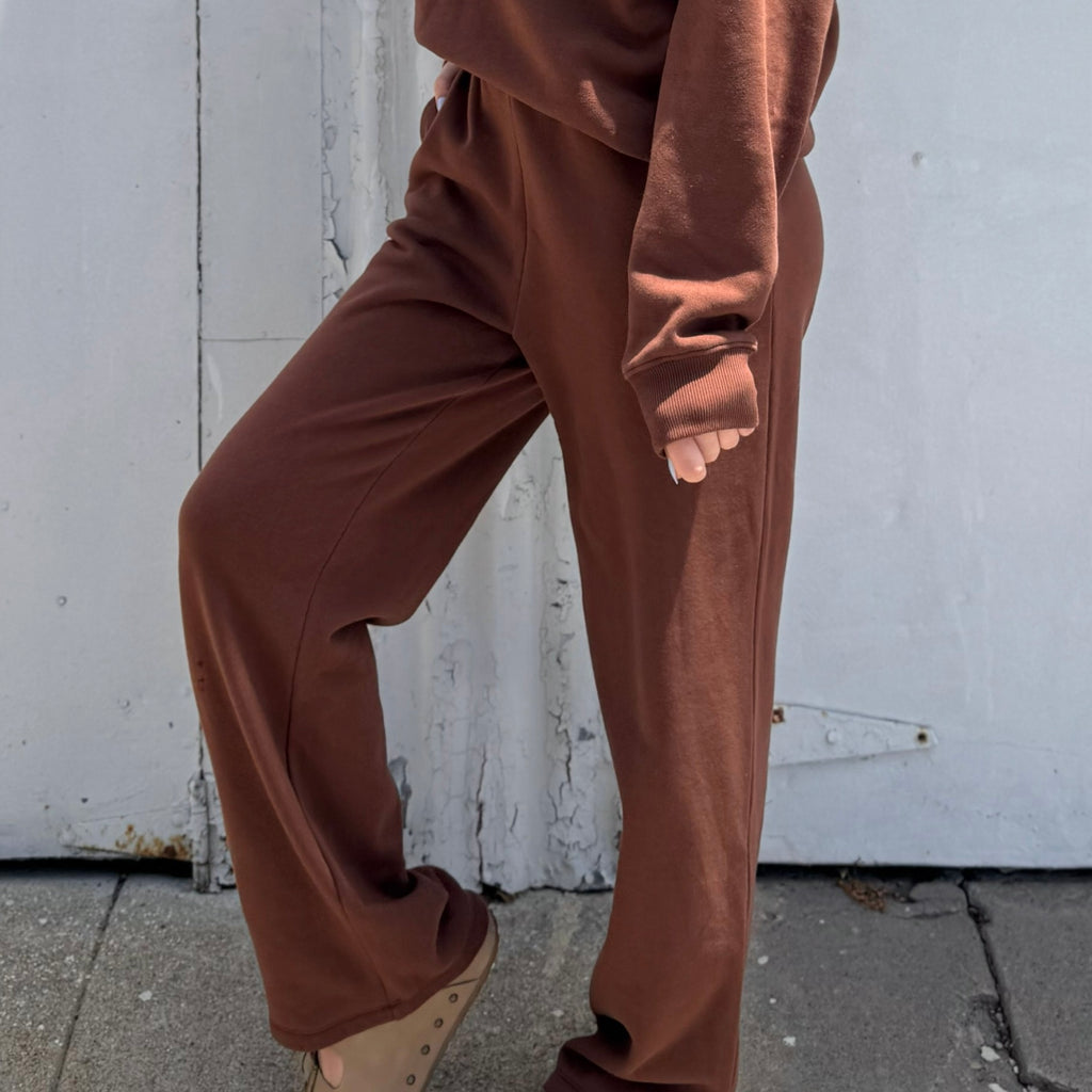 Lucky To Have You Sweatpants with Pockets Brown