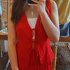 Just A Theory Tie Front Top Red