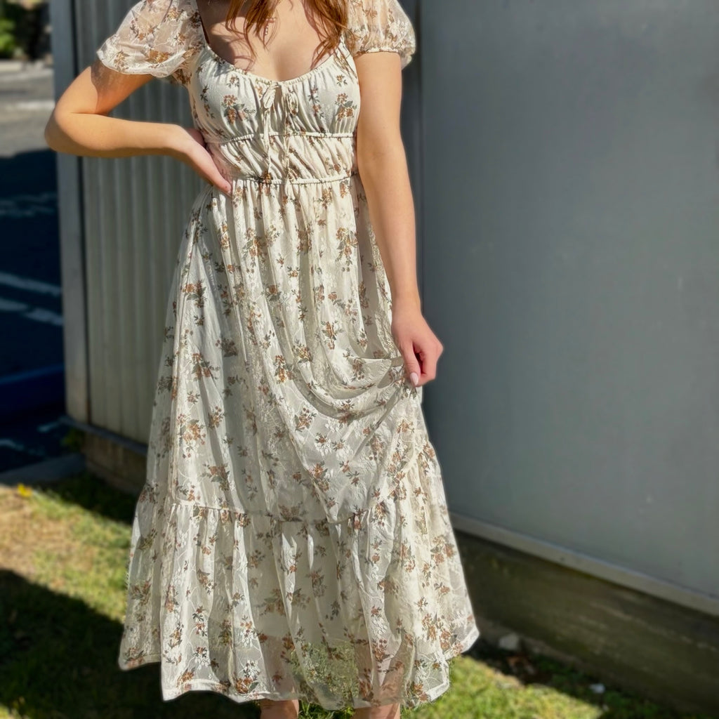 Think About Us Floral Tie Front Midi Dress
