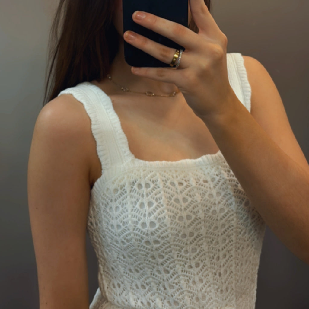 Island Nights Crochet Knit Dress White