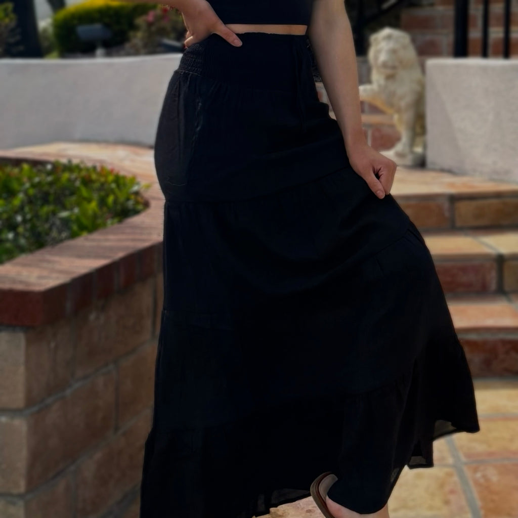 Summer Breeze Maxi Skirt Black