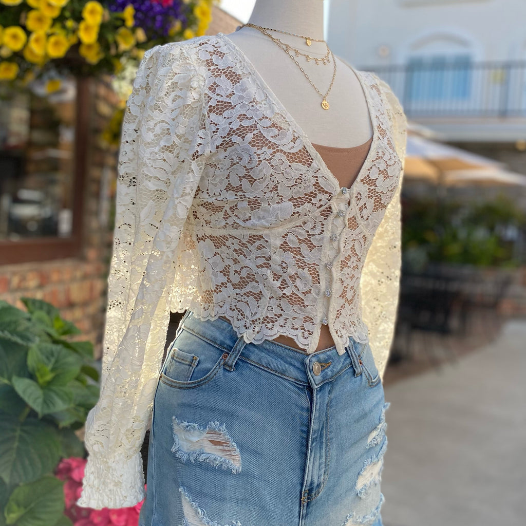 Chloe Lace Top White