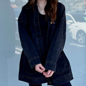 Xander Over Sized Denim Jacket Washed Black