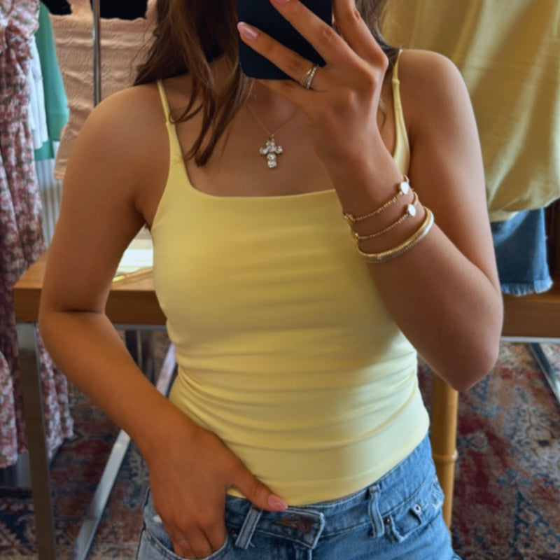 Beach Girl Clean Line Tank Tops Yellow