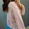 First Look Crochet Long Sleeve Top Pink