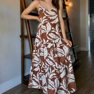 Natural Beauty Tropical Print Tie Back Dress Coco And White
