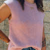 You And I Sleeveless Crewneck Knit Sweater Top Pink