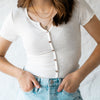 Looking Chic Button Down Top White