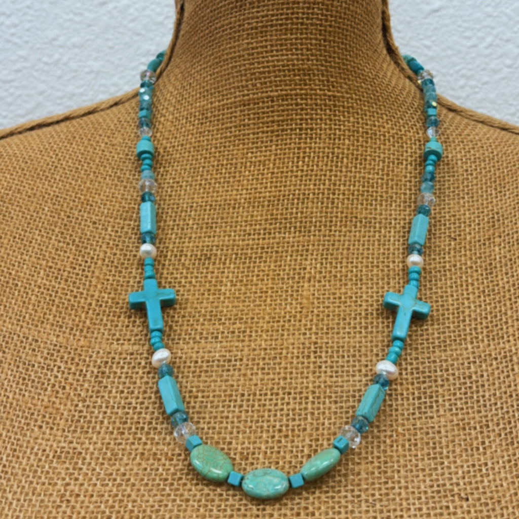 Turquoises Handmade Cross necklace
